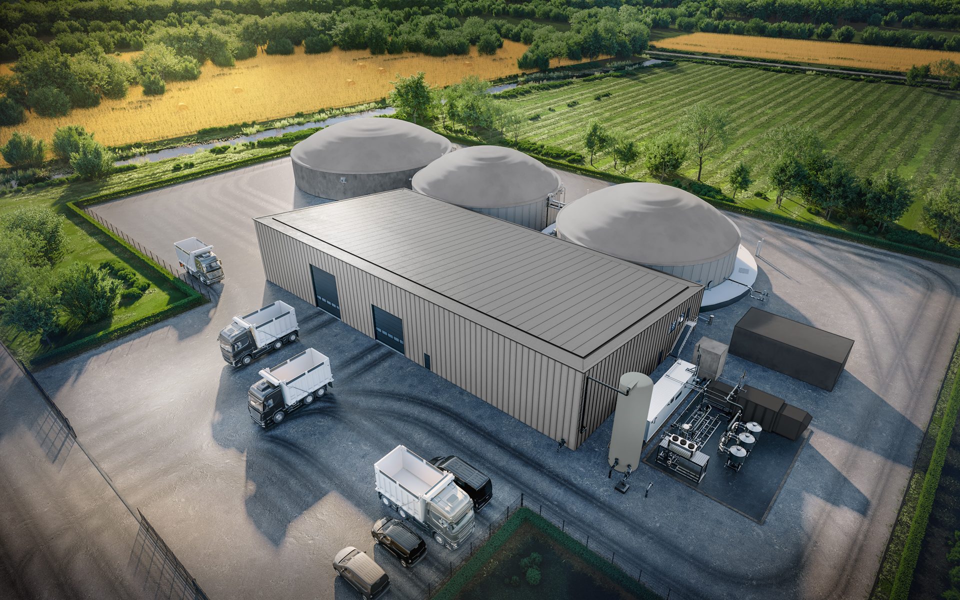 3D inpassingsvisualisatie Engie Biogas Sustenso Alkmaar Boekelermeer — kijkpunt 2